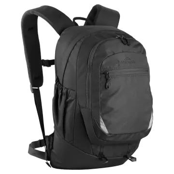 a black backpack on a white background
