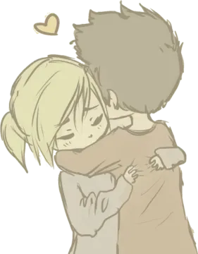 a drawing of two people hugging each other people
