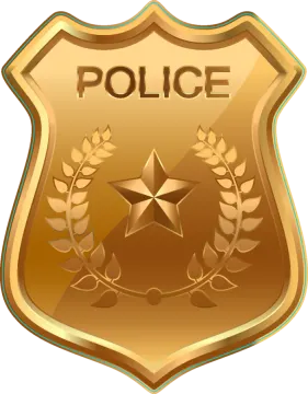 a badge with the word police on it