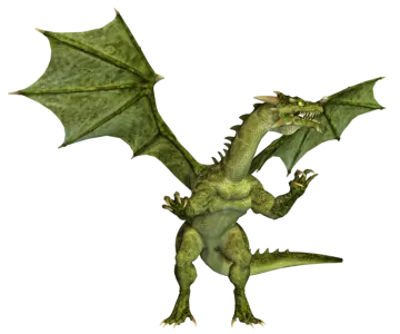 a green dragon flying through the air