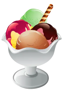 a bowl of ice cream and an apple