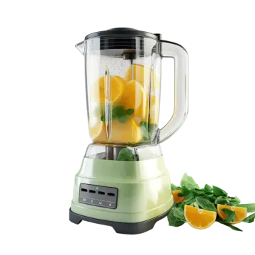 a blender with oranges and mint leaves in it