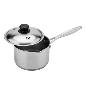 a stainless sauce pot with lid