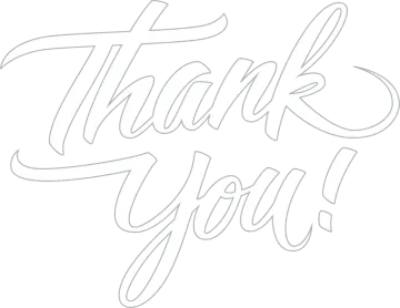 a white thank card with the words thank you