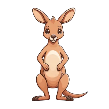 a cartoon kangaroo standing on its hinds