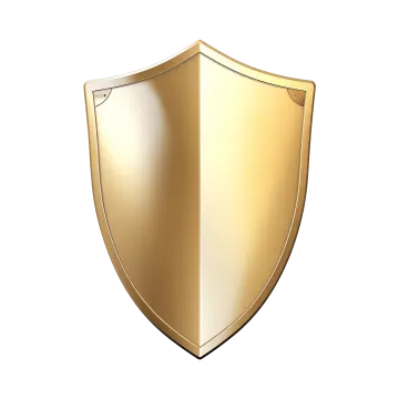 a golden shield on a white background