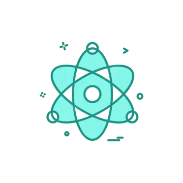 a blue and green icon of an atom