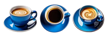 three cups of coffee on a white background