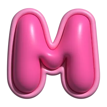 a pink letter m