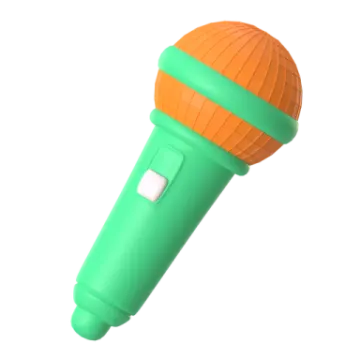 a green and orange microphone on a white background