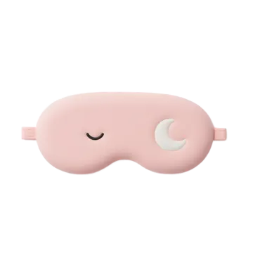 a pink sleeping mask with an eye patch on it