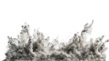 a black and white explosion of smoke on a white background