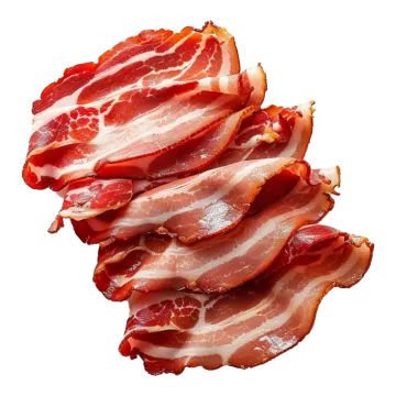 sliced bacon on a white background