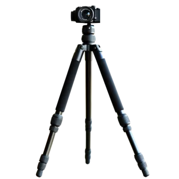 a tripod with a camera on top of it