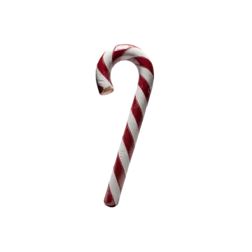 a red and white candy cane on a white background