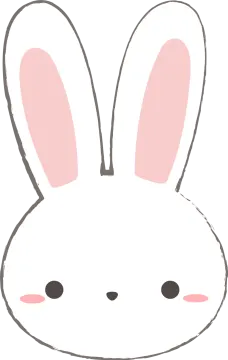 a white rabbit face with pink ears