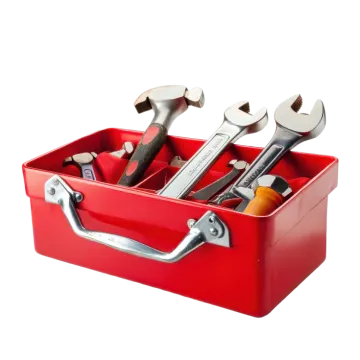 a red tool box filled with tools