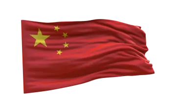 a chinese flag flying in the wind