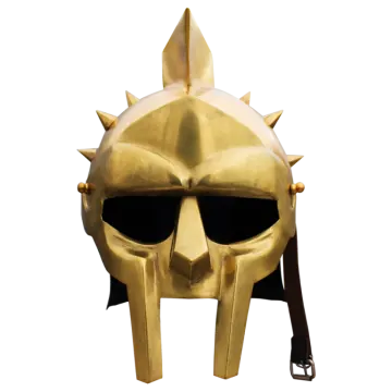 a gold helmet with spikes on it