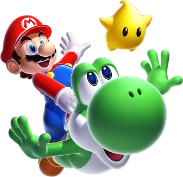 a nintendo game character flying through the air