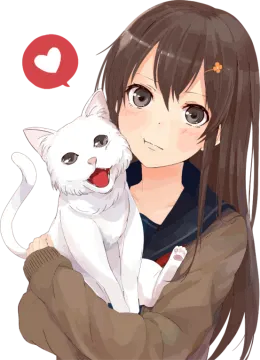 a girl holding a white cat in her arms