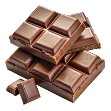 a pile of chocolate on a white background