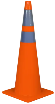 an orange traffic cone on a white background