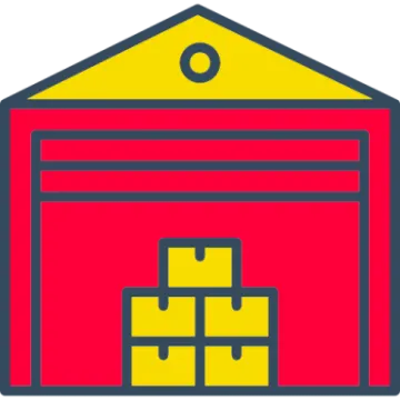 an icon of a warehouse with boxes