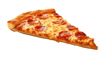 a slice of pizza on a white background