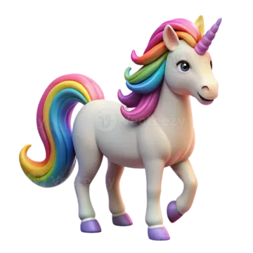 a white unicorn with pink hair and blue eyes
