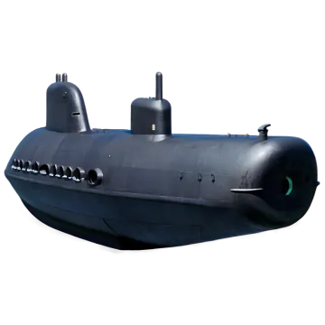 a black submarine on a white background