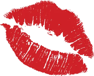 a red lipstick imprint on a white background