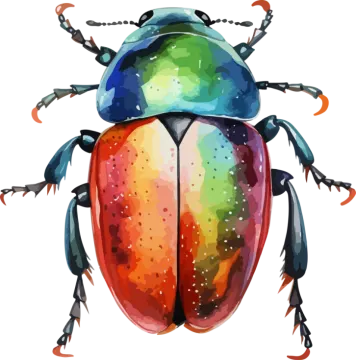 a colorful beetle on a white background