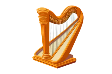 an orange harp on a white background