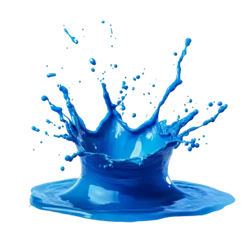 a blue splash of water on a white background