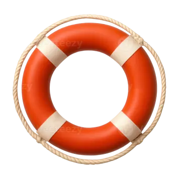 an orange life ring on a white background