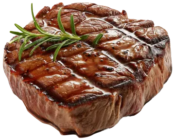 a piece of steak on a white background