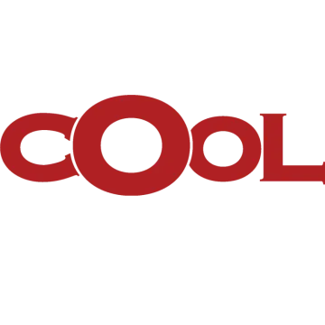 a red and white logo with the word cool