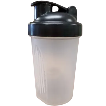 a shaker bottle with a black lid