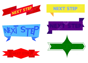 a set of colorful arrows with the words next step