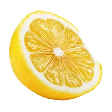 a lemon cut in half on a white background