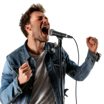 a man singing into a microphone