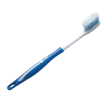 a blue toothbrush on a white background