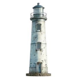 an old lighthouse on a white background