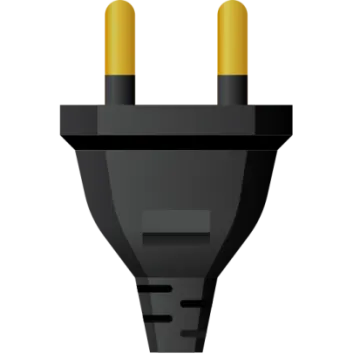 a plug with two yellow lights on it