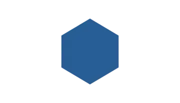 a blue pentagon with a white background