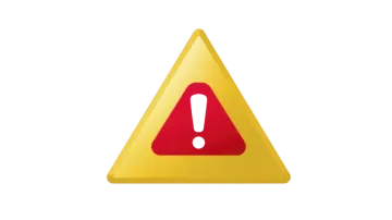 a yellow triangle with a red warning sign on it