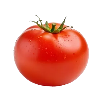a red tomato with water droplets on it