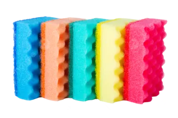 colorful sponges on white background