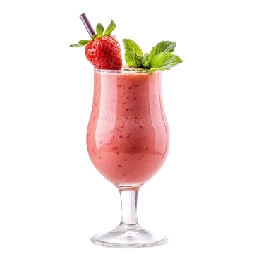 a glass filled with a strawberry smoothie